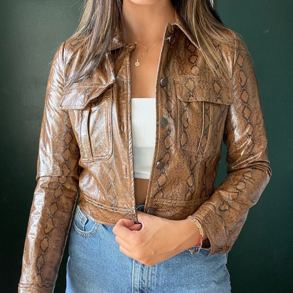 Snake Print Cropped Jacket
